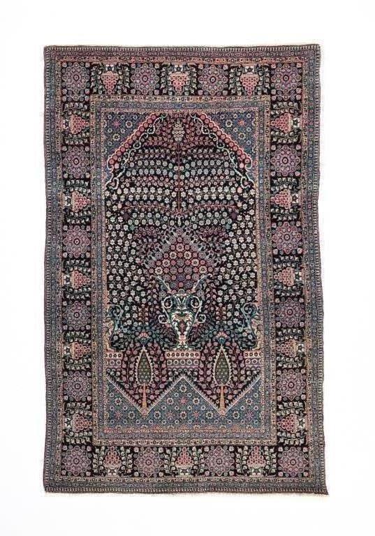 PERSIAN HAJI KANUMI KASHAN RUG. (1 of 4)