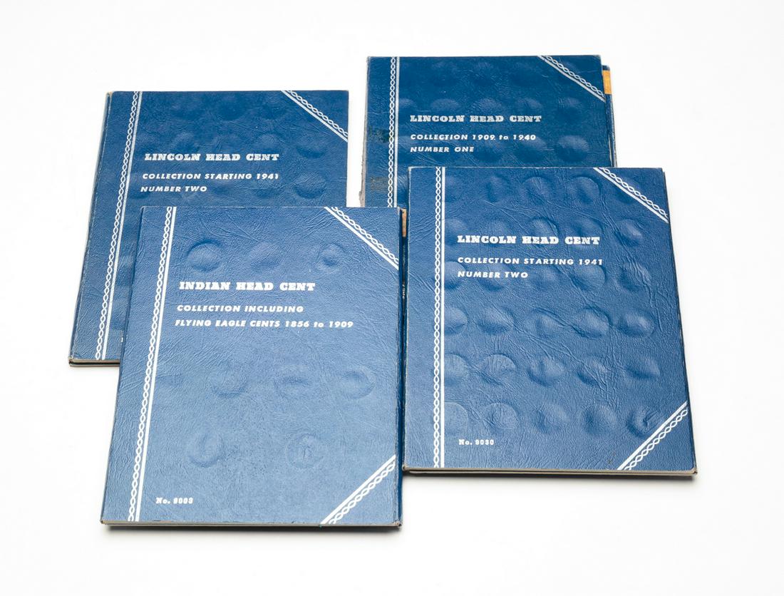 FOUR INDIAN HEAD AND LINCOLN CENT COIN FOLDERS. (1 of 8)