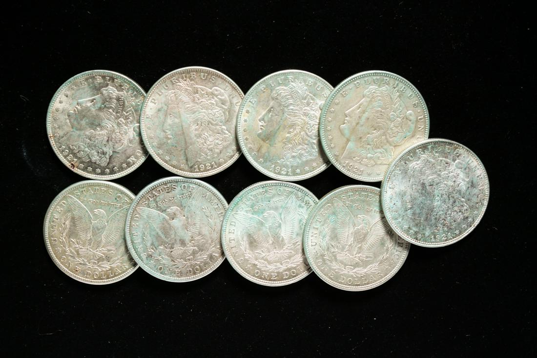 GROUP OF NINE MORGAN SILVER DOLLARS (1 of 3)