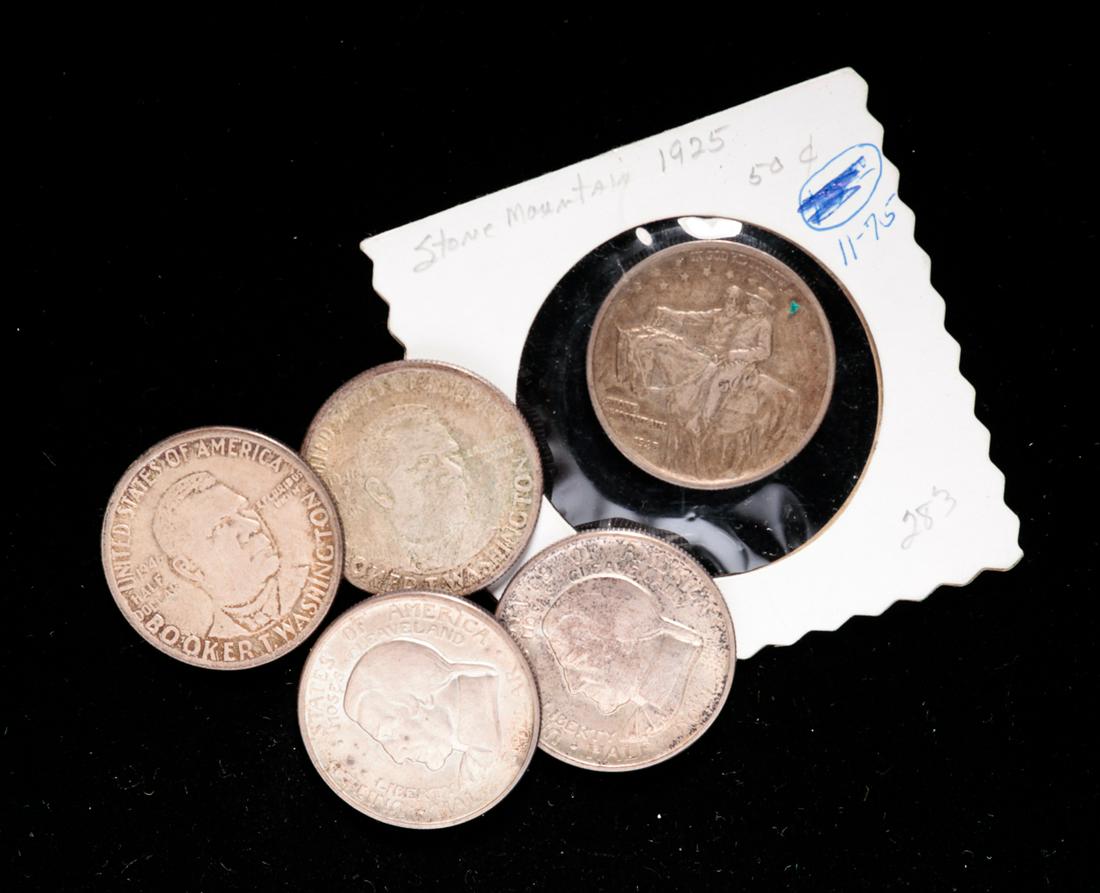 FIVE U.S. SILVER HALF DOLLARS. (1 of 4)