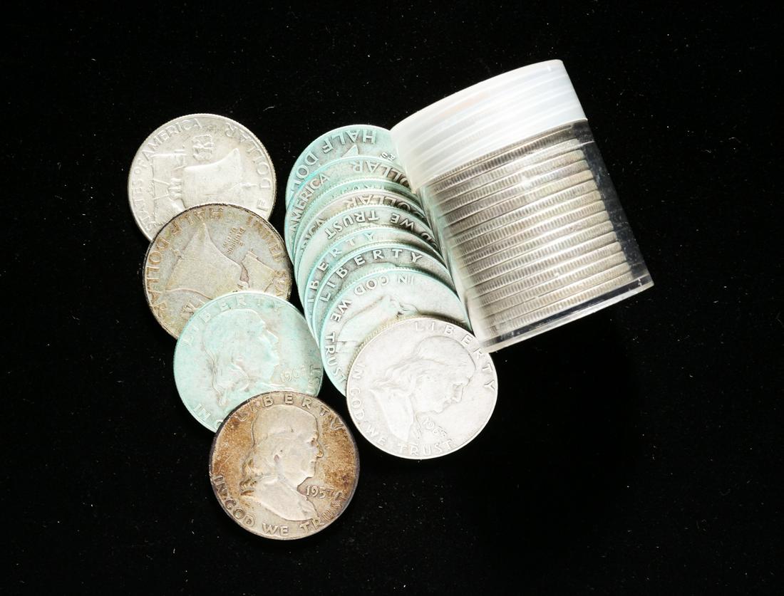 GROUP OF THIRTY-THREE FRANKLIN SILVER HALF DOLLARS (1 of 2)