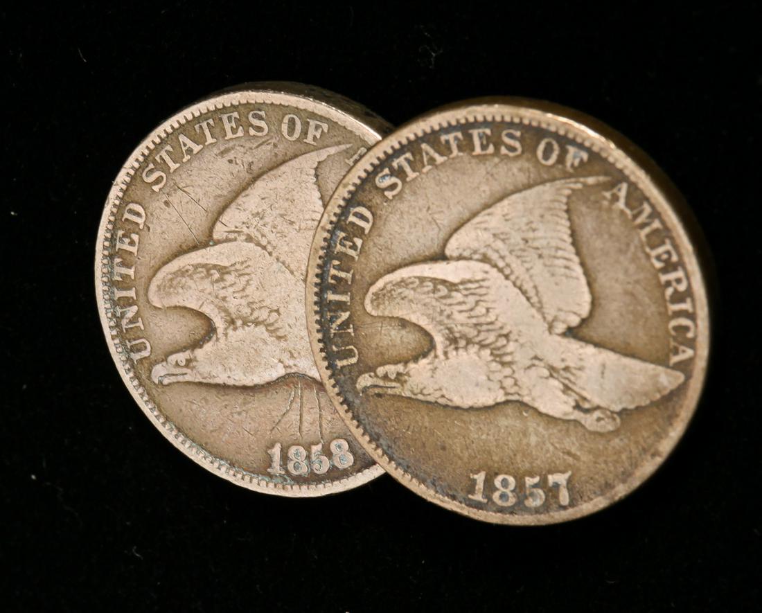 1857 AND 1858 FLYING EAGLE CENTS (1 of 2)