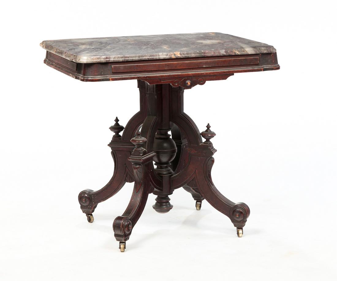 AMERICAN VICTORIAN PARLOR TABLE. (1 of 4)