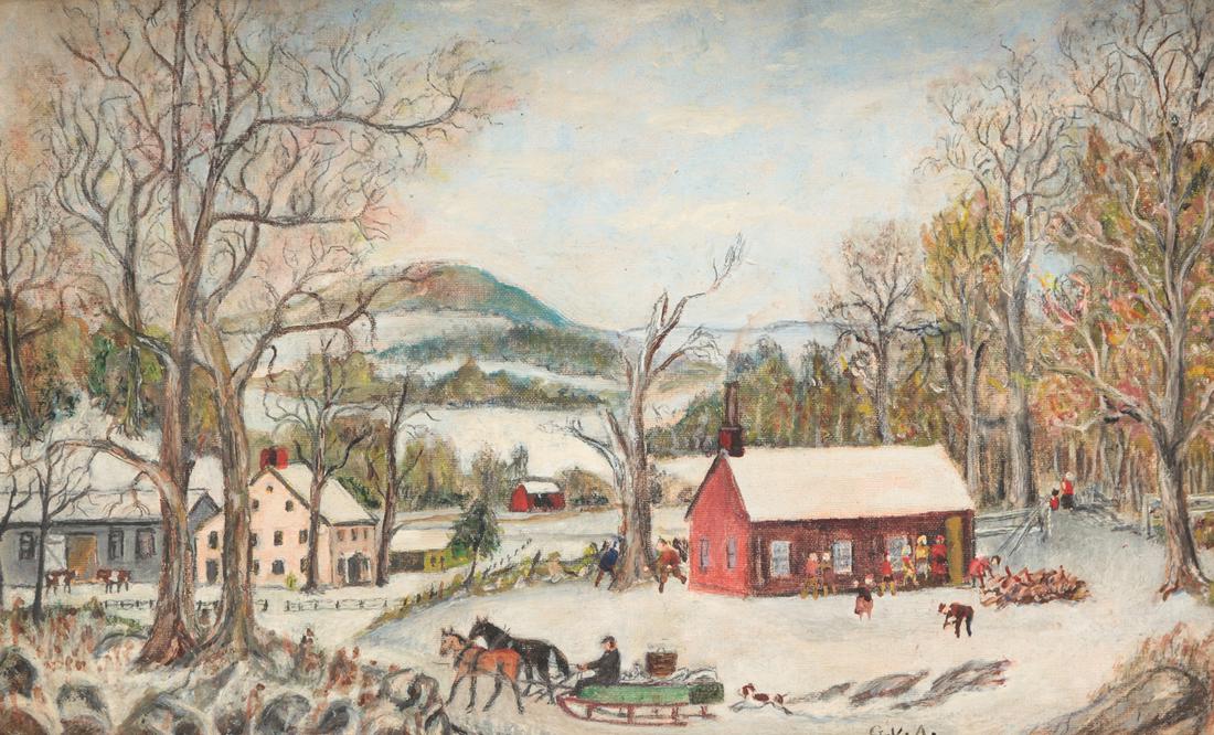 AMERICAN FOLKSY WINTER FARM SCENE. (1 of 4)