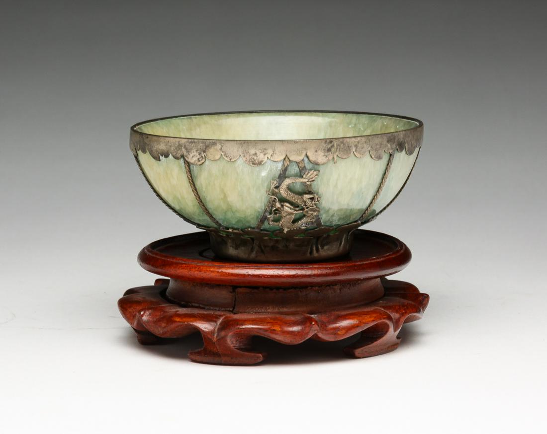 ASIAN GREEN STONE BOWL. (1 of 7)