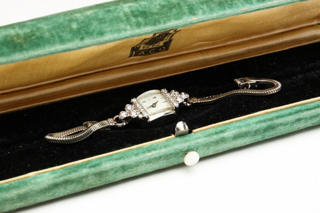 LADIES 14K AND DIAMOND HAMILTON WRISTWATCH. (1 of 6)