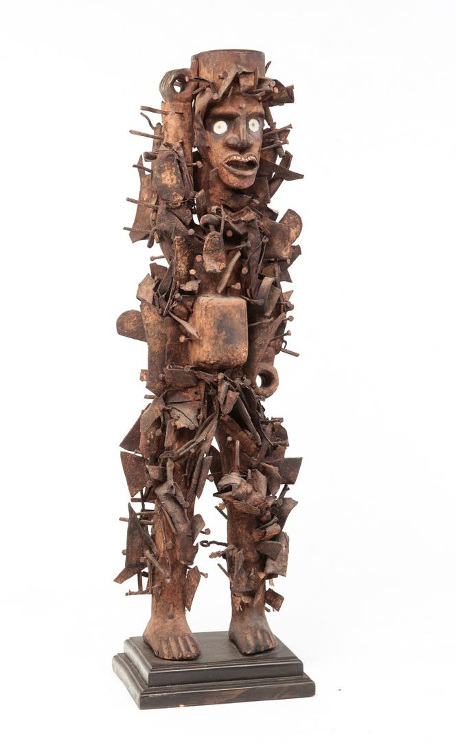 AFRICAN NAIL FETISH FIGURE. (1 of 4)