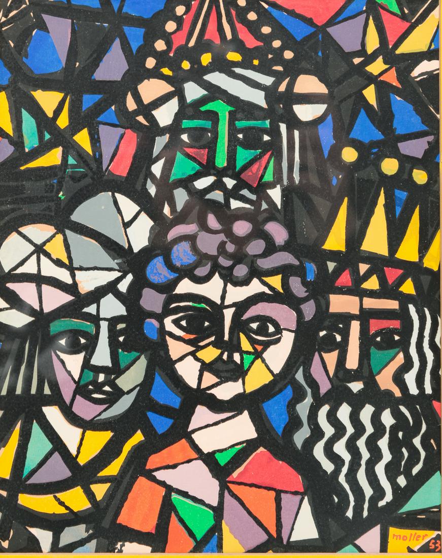 COLOR LITHOGRAPH SIGNED "MOLLER". (1 of 4)