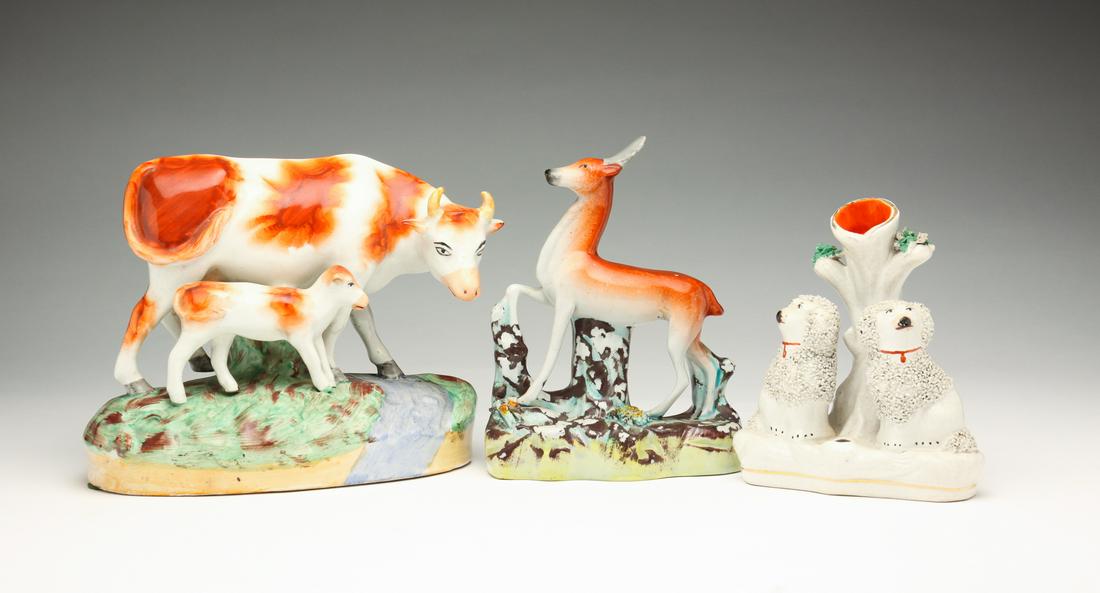 THREE STAFFORDSHIRE FIGURINES. (1 of 7)
