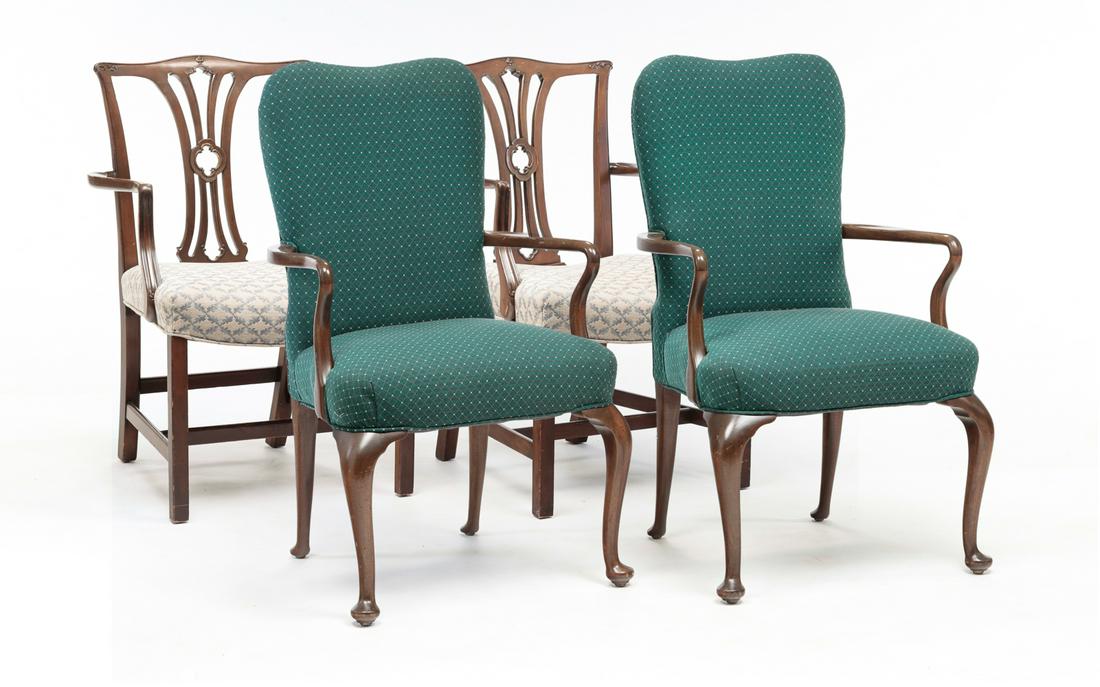 FOUR AMERICAN PERIOD STYLE ARMCHAIRS. (1 of 9)