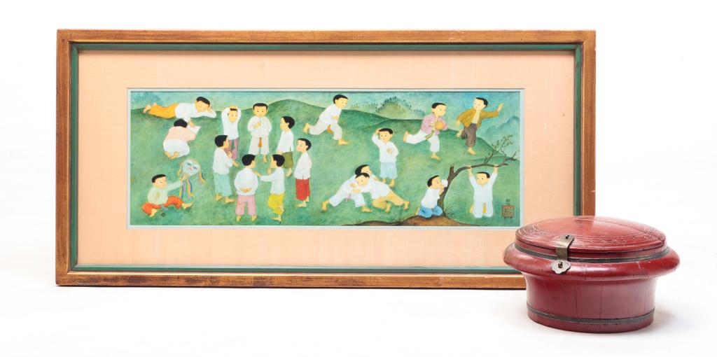 CHINESE CONTAINER AND MAI THU PRINT OF CHILDREN. (1 of 5)