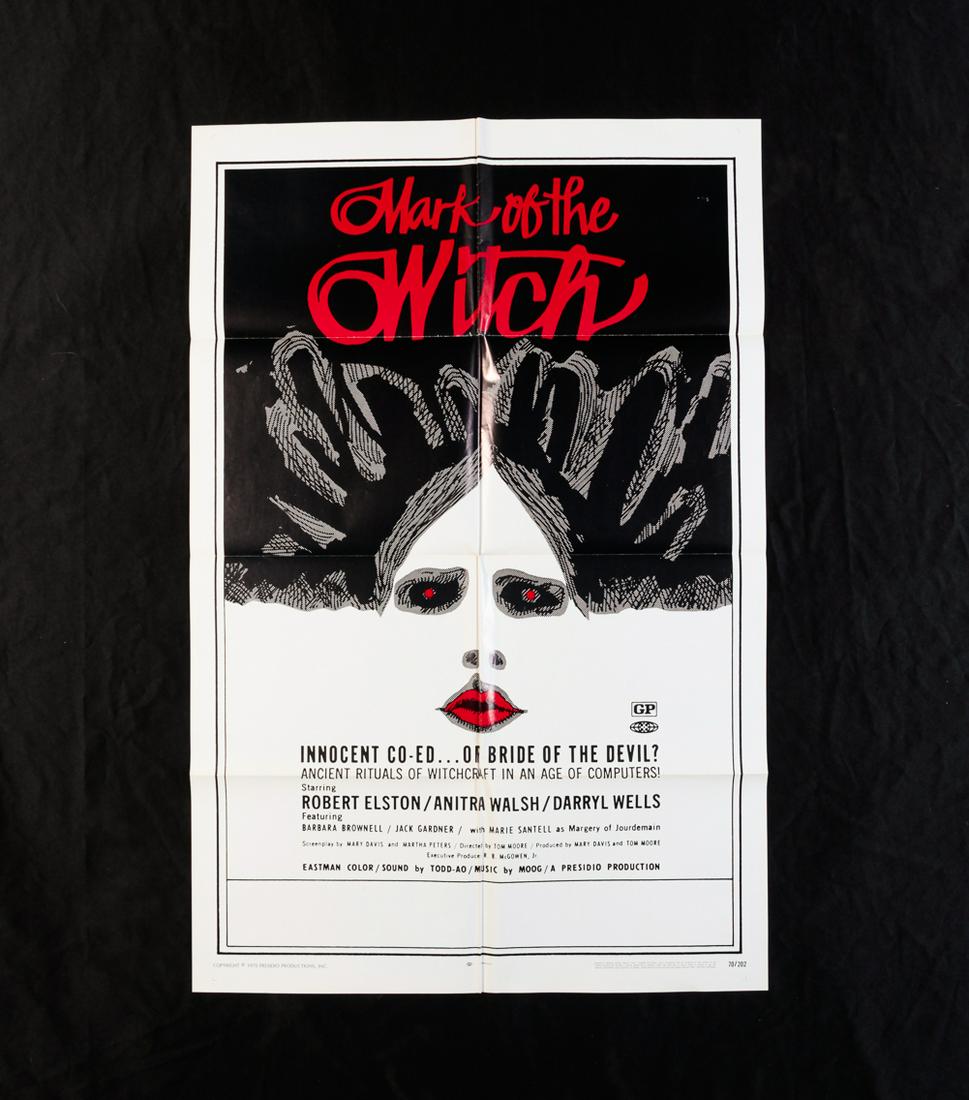 MARK OF THE WITCH (PRESIDIO, 1970).: Original One Sheet (27" x 41") movie poster, folded. Wear to fold lines, tears and fading.