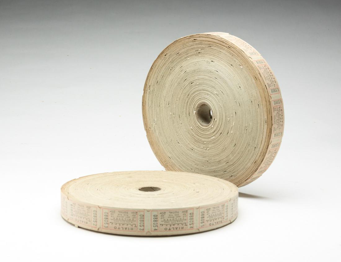 TWO ROLLS OF OHIO THEATRE TICKETS.: Ca. 1940s-50s. Unused. From the Rialto Theatre, Plain City, Ohio.