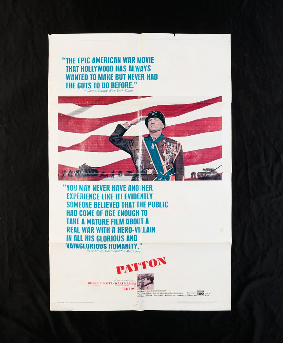 PATTON (20TH CENTURY FOX, 1970).: Original One Sheet (27" x 41") movie poster, folded. Wear to fold lines, creasing, tears and fading.