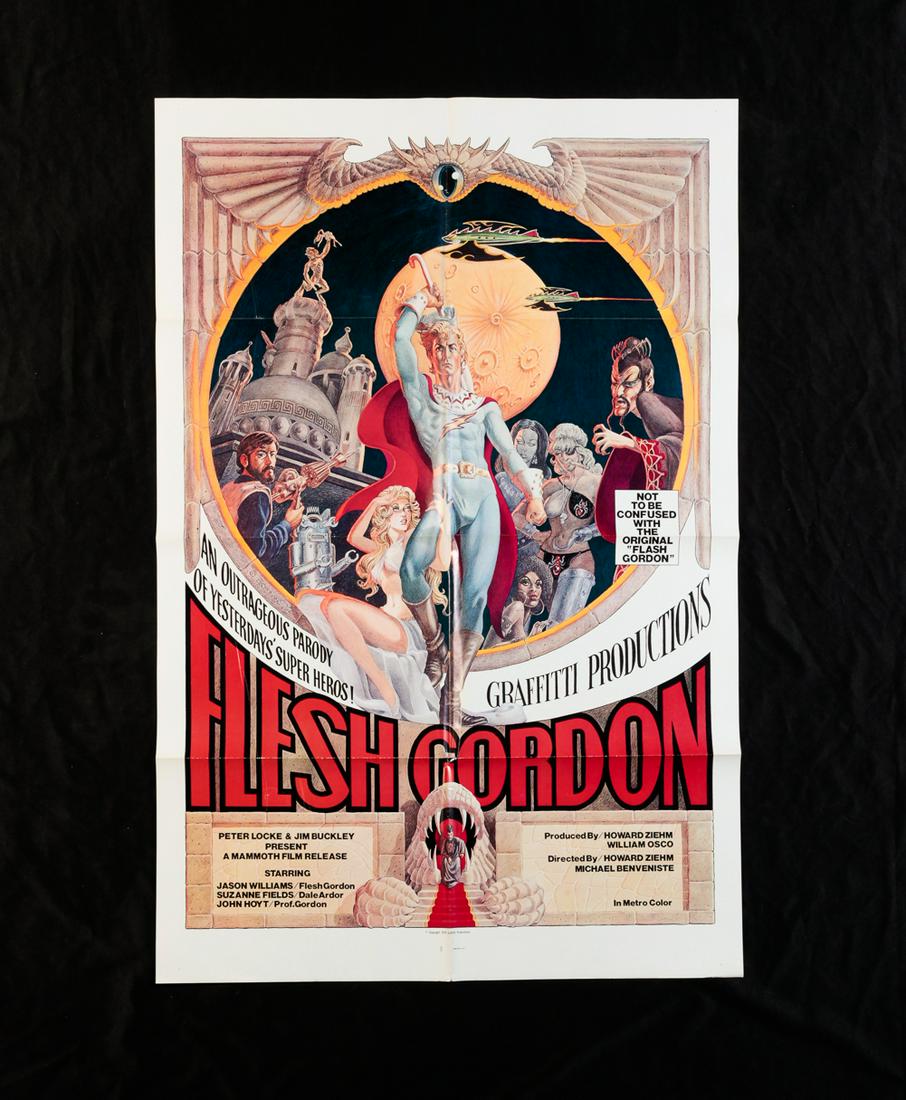 FLESH GORDON (MAMMOTH, 1974).: Original One Sheet (27" x 41") movie poster, folded. A few wrinkles, small tear at crease.