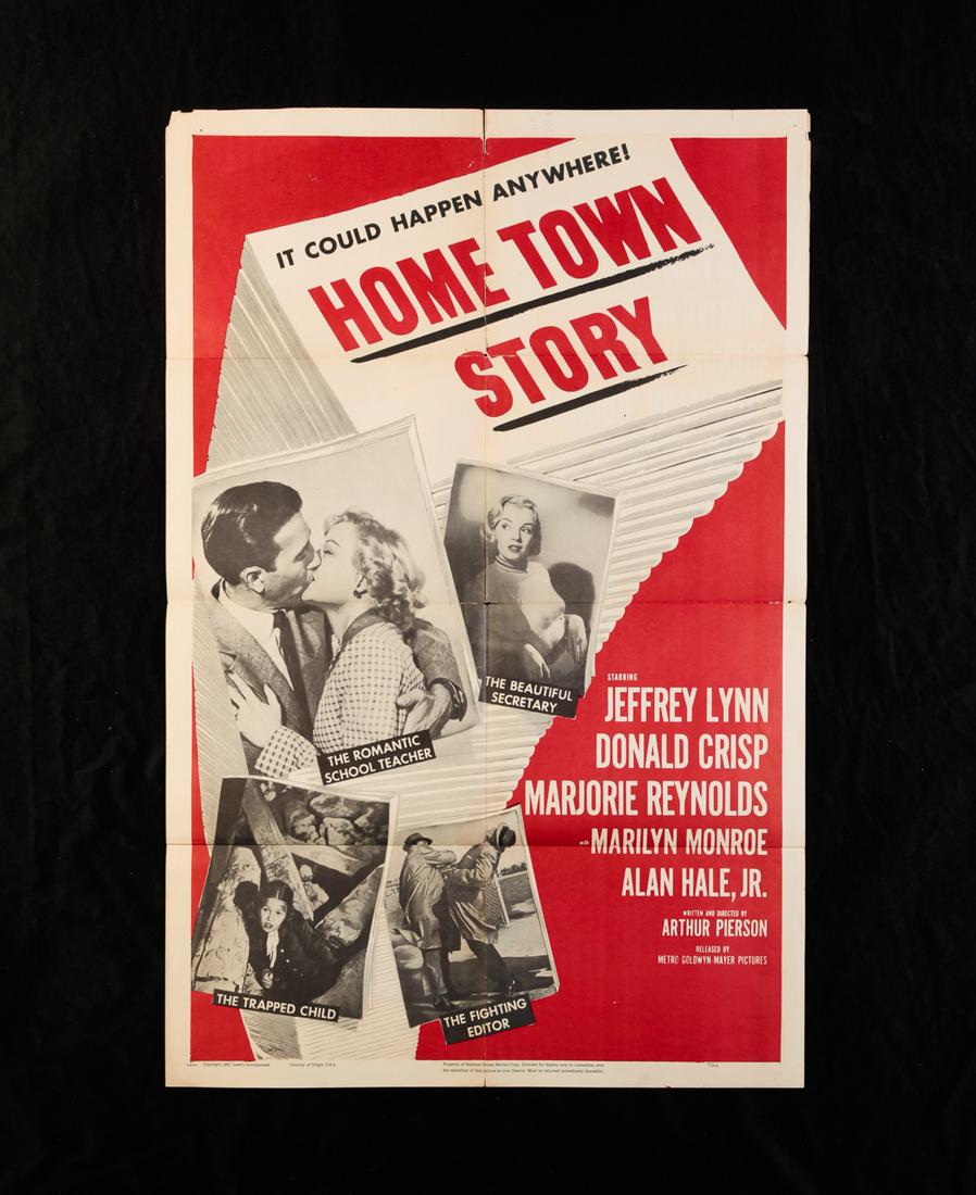 HOME TOWN STORY (MGM, 1951).: Original One Sheet (27" x 41") movie poster, folded. Wear at fold lines, tears and fading.