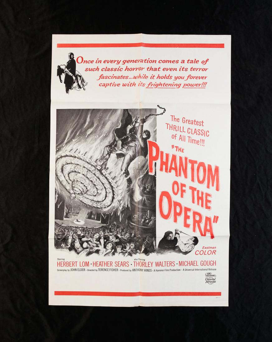 THE PHANTOM OF THE OPERA (1962).: Universal-International, Original duotone printed Military One Sheet (27" x 41"), folded. Faint fading, tiny hole in center.