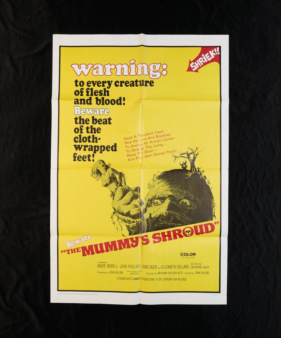 THE MUMMY'S SHROUD (20TH CENTURY FOX, 1967).: Original One Sheet (27" x 41") movie poster, folded. Minor edge nick and hole.