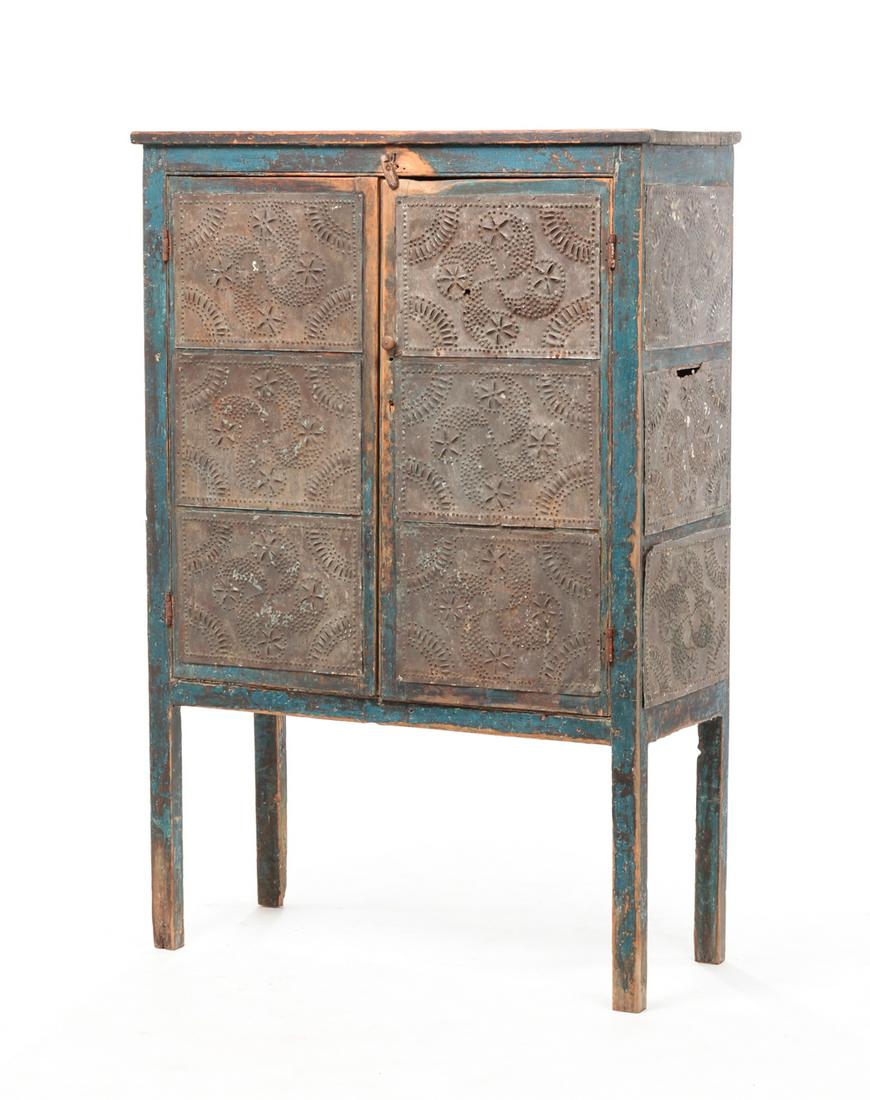 American Painted Punched Tin Pie Safe.