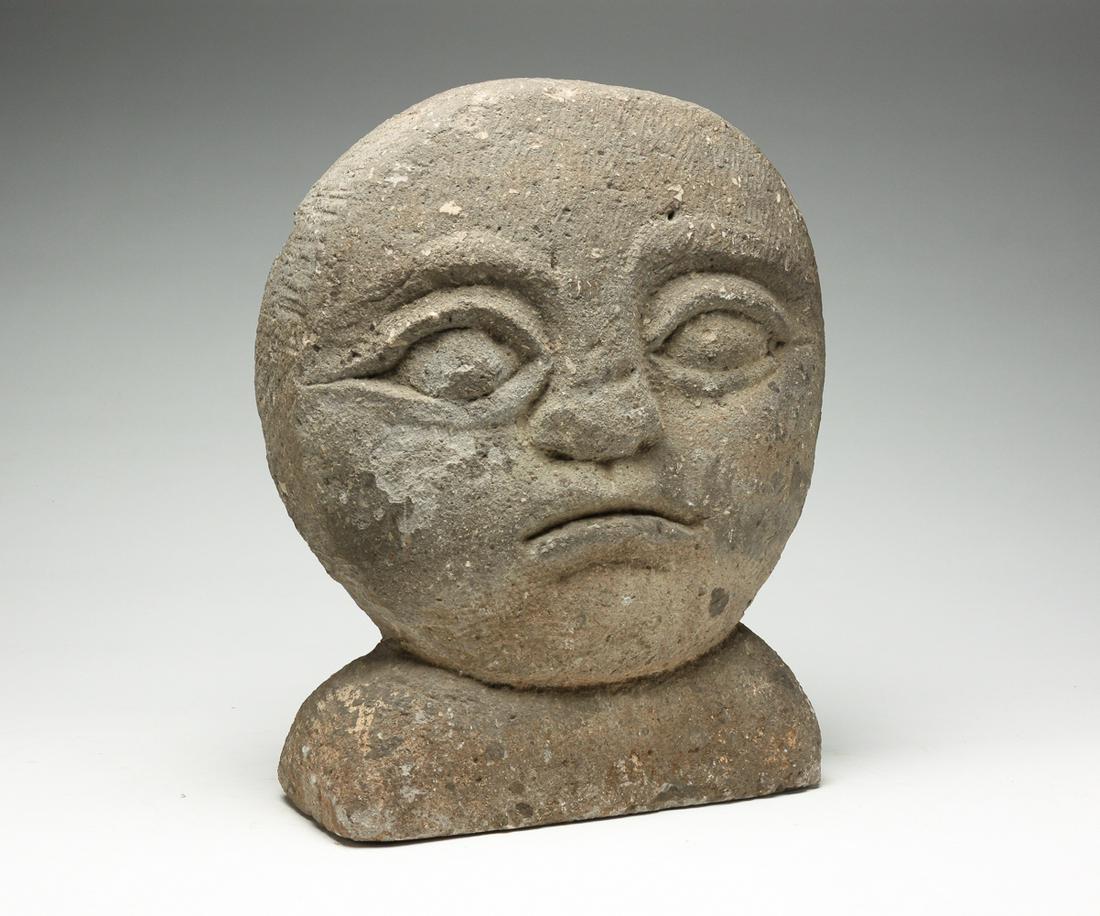 OHIO FOLK ART STONE HEAD BY NOBLE STUART. (1 of 4)