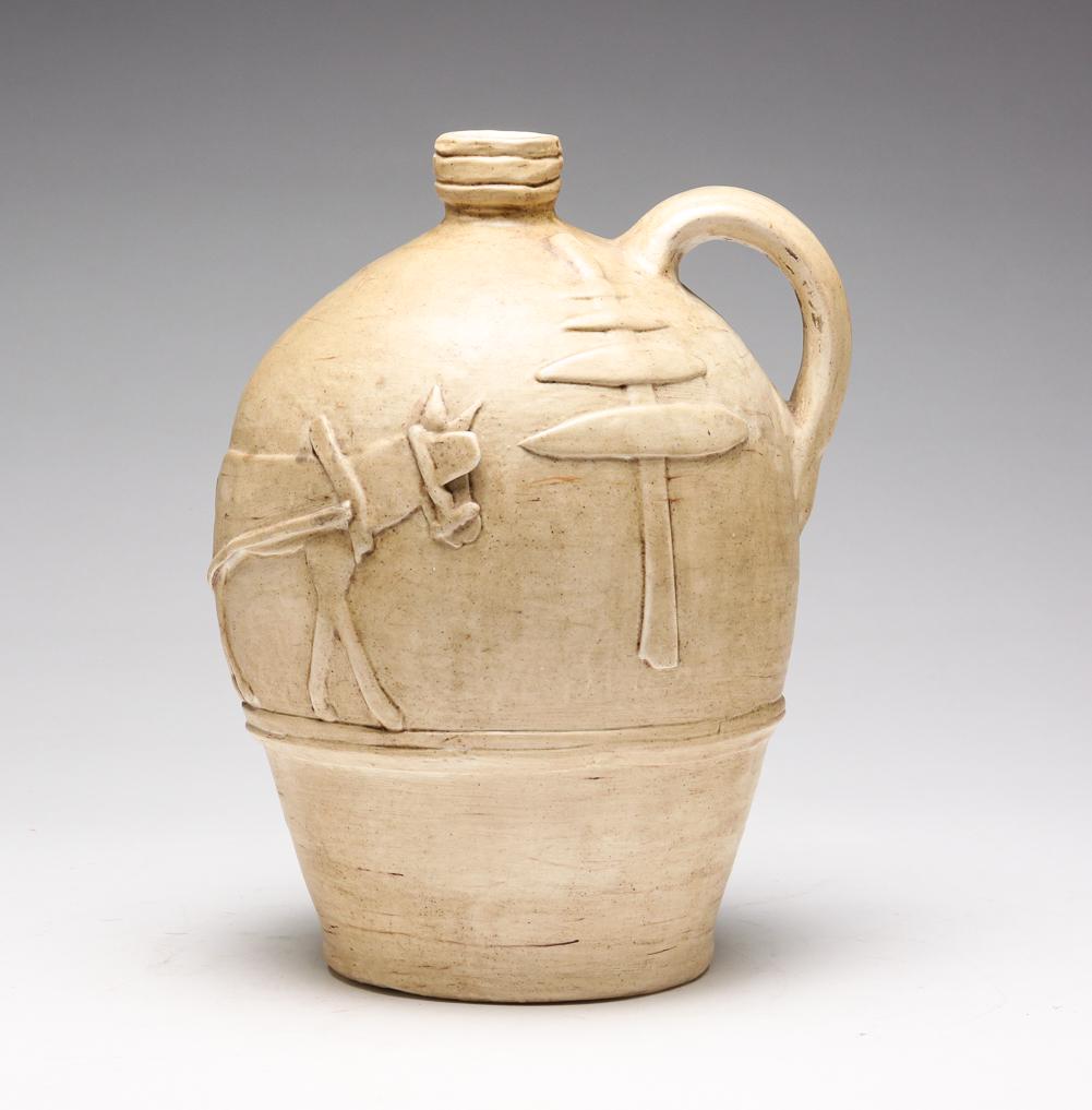 FOLK ART POTTERY JUG BY NOAH LANDIS. (1 of 5)