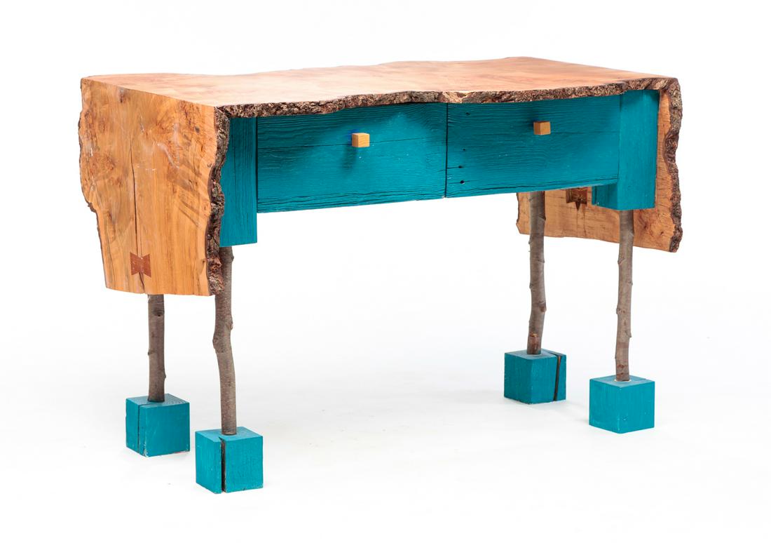 USABLE ART LOGJAM "BIG FOOT" DESK. (1 of 3)