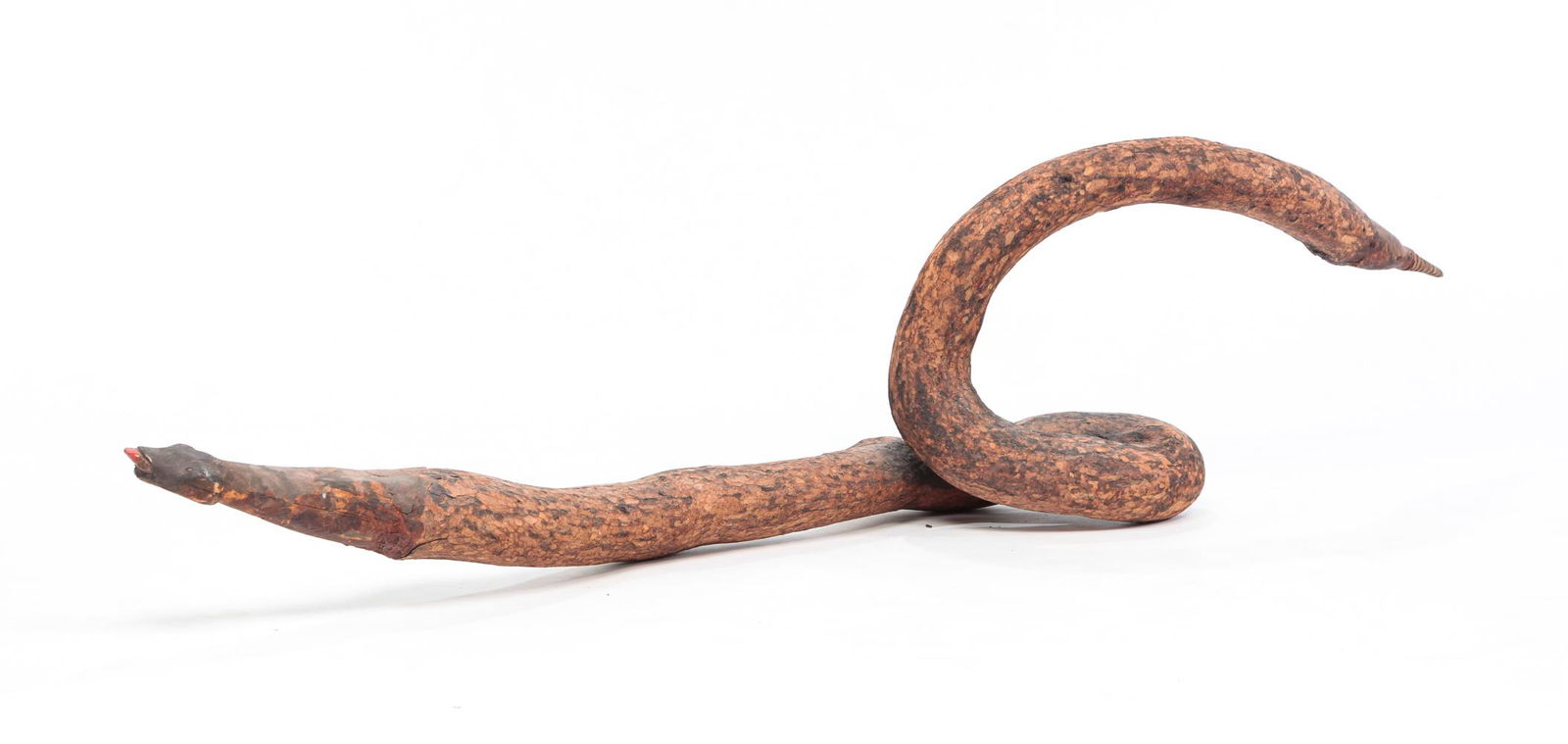 AMERICAN FOLK ART CARVED RATTLESNAKE. (1 of 5)