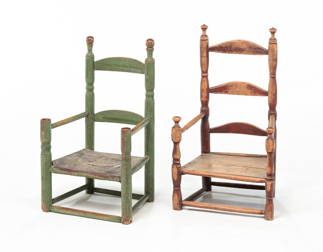 TWO AMERICAN PAINTED LADDERBACK YOUTH CHAIRS. (1 of 5)