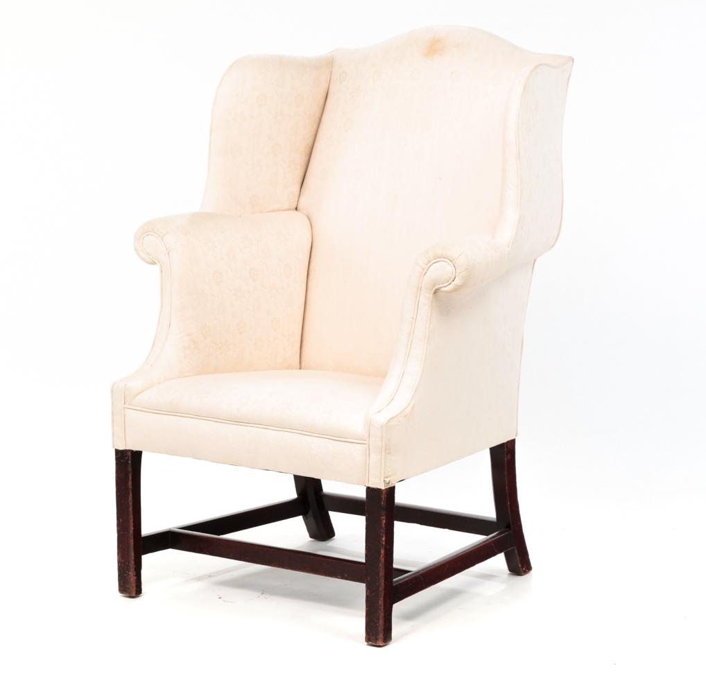 AMERICAN CHIPPENDALE WINGBACK ARMCHAIR. (1 of 5)