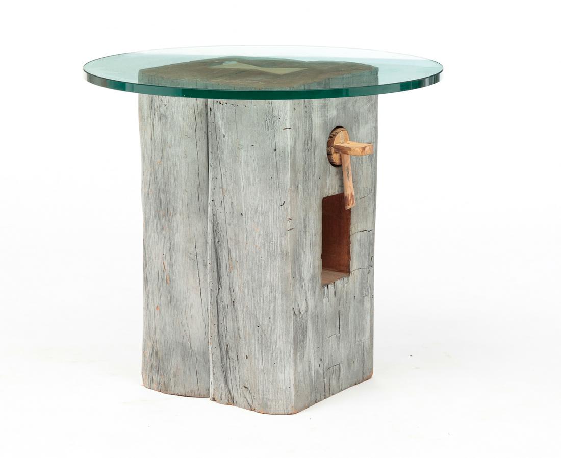 USABLE ART LOGJAM END TABLE. (1 of 6)