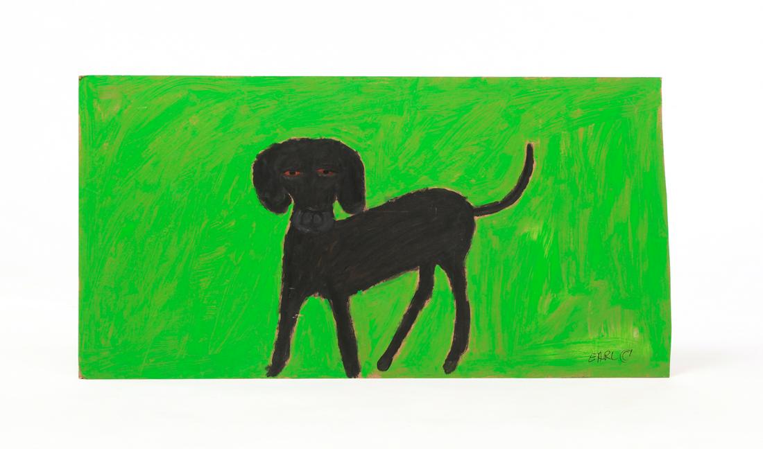 EARL SWANIGAN OUTSIDER PAINTING OF A DOG. (1 of 3)