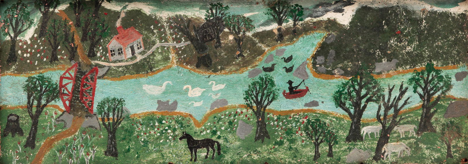 AMERICAN FOLKSY RIVER SCENE. (1 of 3)