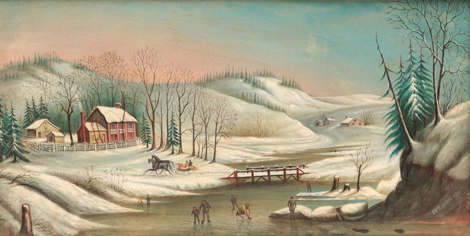 WINTER SCENE BY WILLIAM HAWLEY AFTER N. CURRIER. (1 of 4)