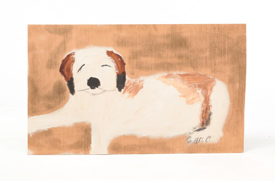 EARL SWANIGAN OUTSIDER PAINTING OF A DOG. (1 of 3)