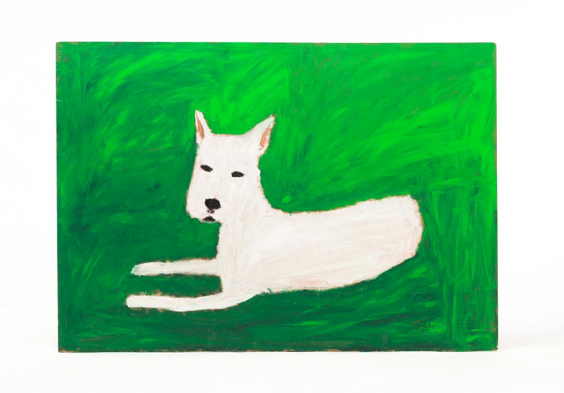 EARL SWANIGAN OUTSIDER PAINTING OF A DOG. (1 of 3)