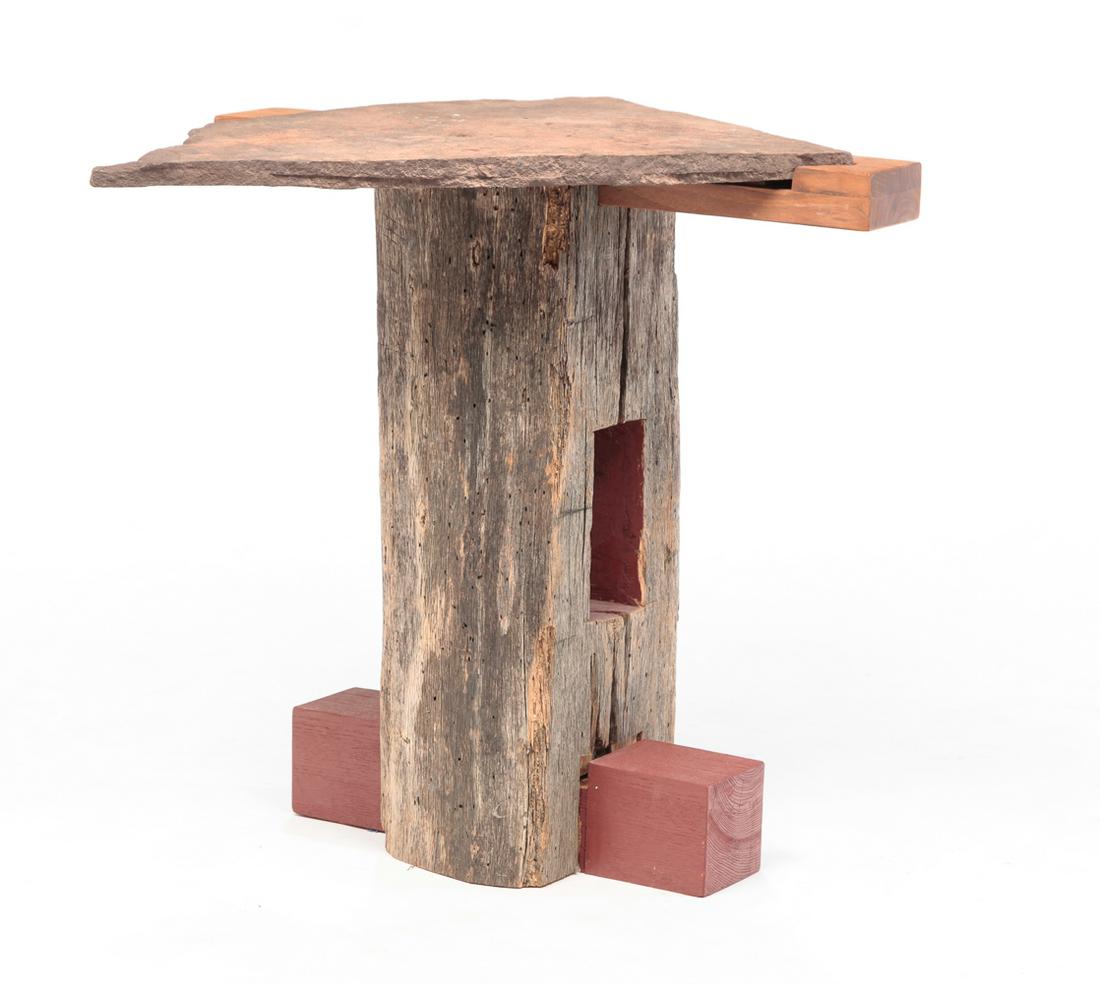 USABLE ART LOGJAM END TABLE. (1 of 3)
