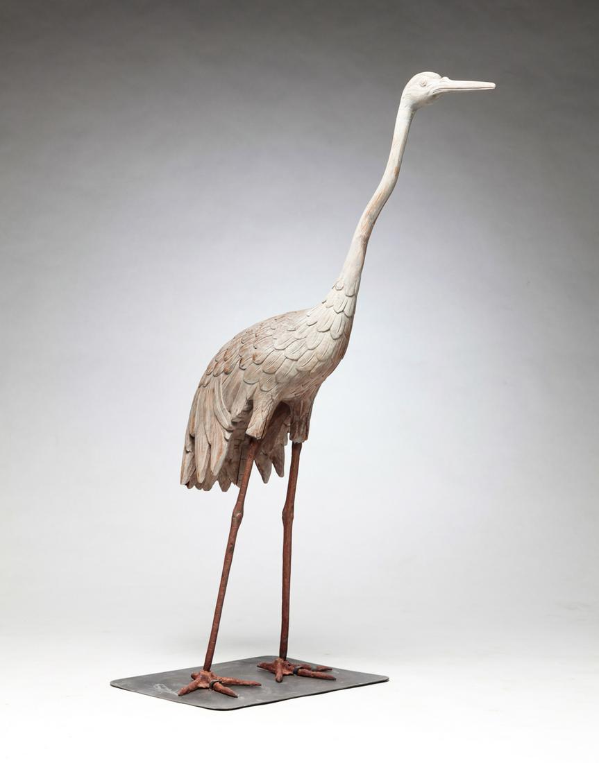 AMERICAN CARVED GREAT BLUE HERON. (1 of 5)
