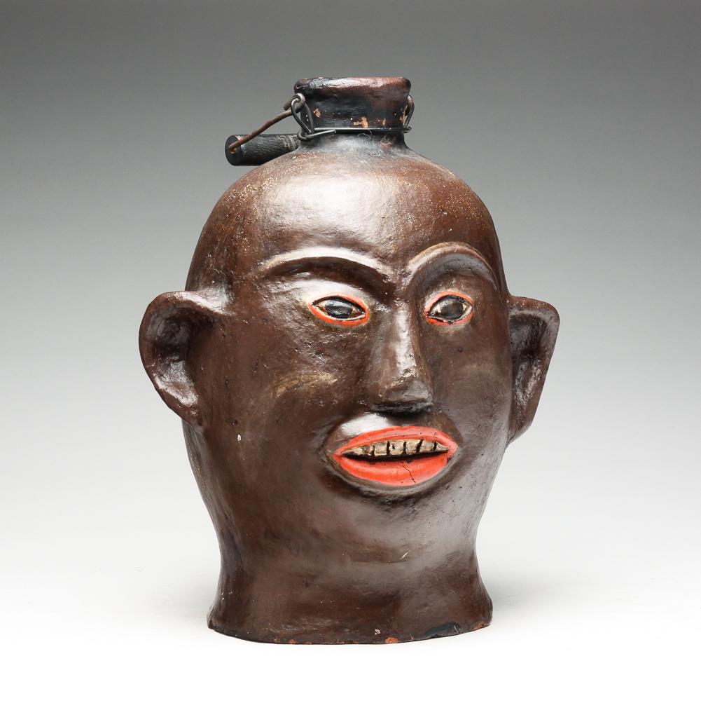 AMERICAN REDWARE GROTESQUE FACE JUG. (1 of 7)