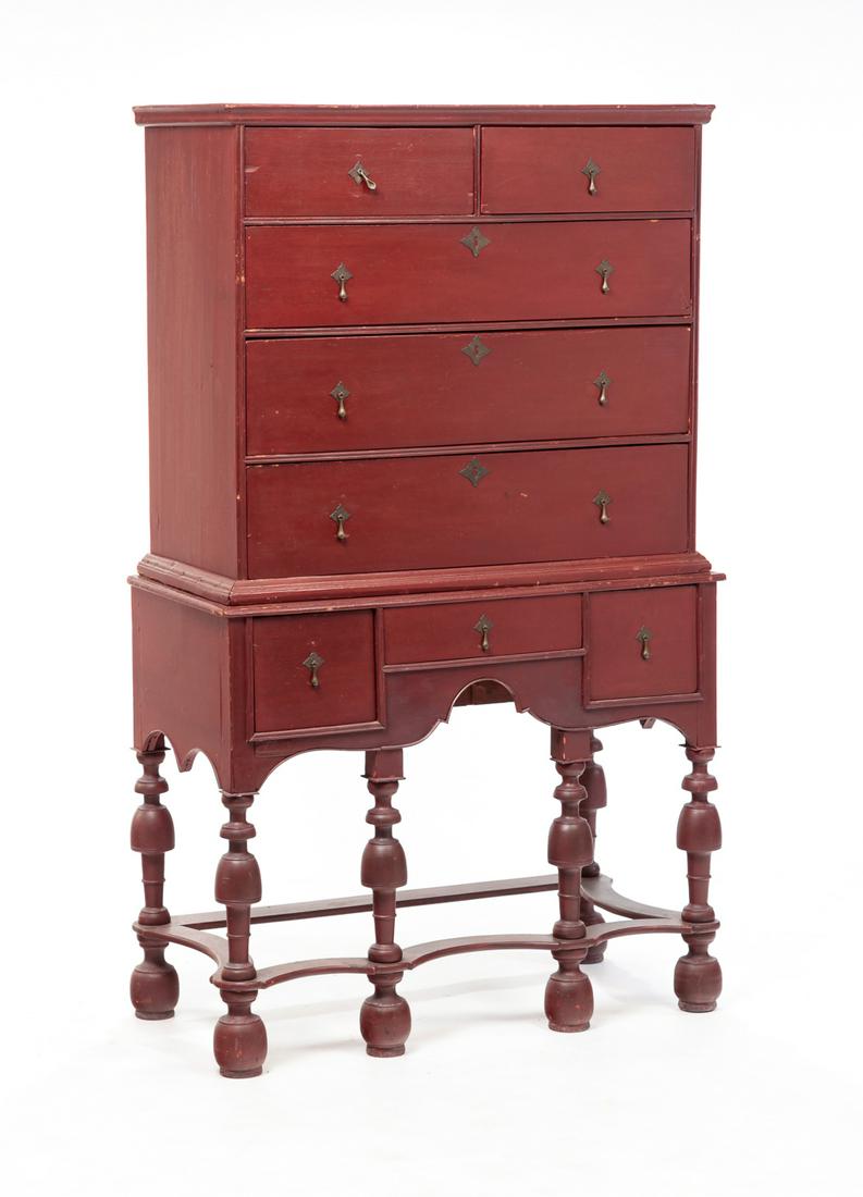 CONNECTICUT WILLIAM AND MARY HIGH CHEST. (1 of 12)