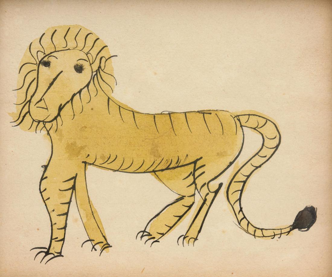 PENNSYLVANIA FOLKSY LION WATERCOLOR. (1 of 3)