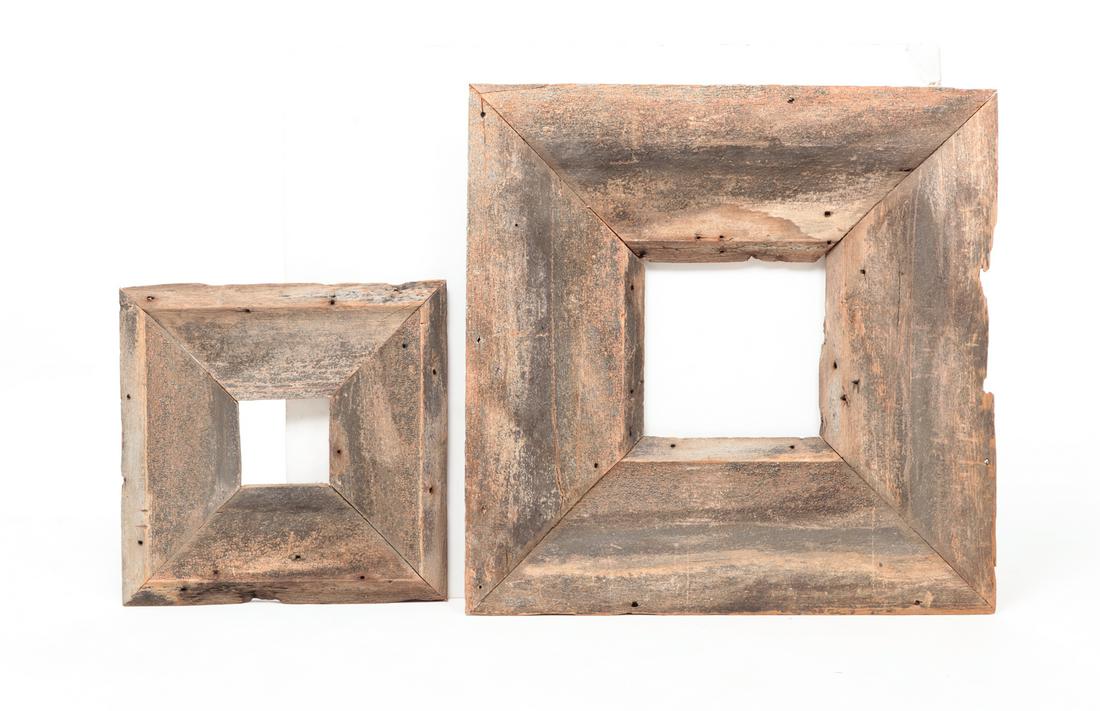 TWO AMERICAN RUSTIC PICTURE FRAMES. (1 of 4)