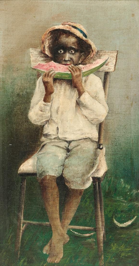 PAINTING OF YOUNG AFRICAN AMERICAN BOY. (1 of 4)