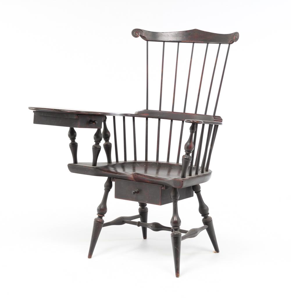 AMERICAN COMB BACK WINDSOR WRITING ARMCHAIR. (1 of 5)