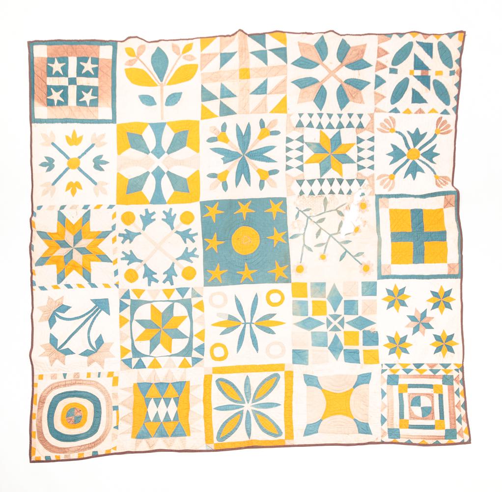 AMERICAN PIECED SAMPLER QUILT. (1 of 5)