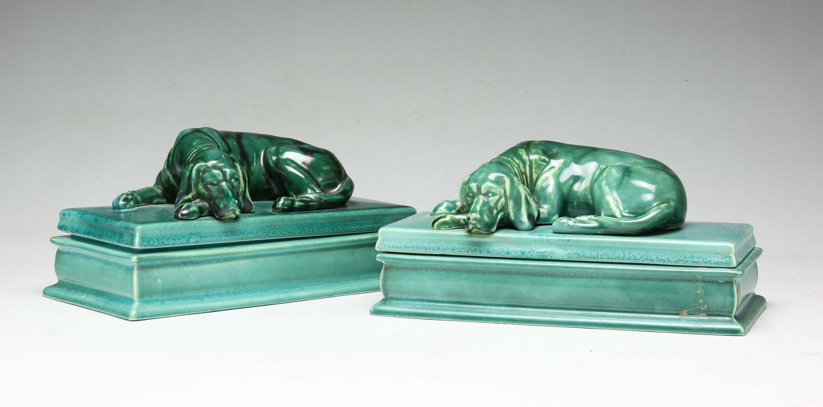 A PAIR OF OHIO "MOSAIC TILE" ART POTTERY BOXES. (1 of 6)