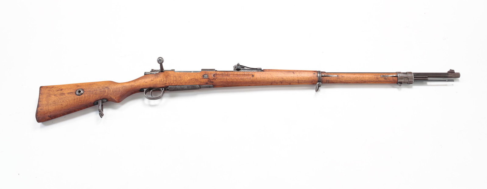 AMBERG MAUSER GEW 98 8MM BOLT ACTION RIFLE: Amberg Mauser GEW 98 8mm bolt action rifle. Wooden stock with crown, Amberg and 1917 on chamber. 29" barrel length, 49" overall. Serial number 9422x. Requires ATF form 4473.