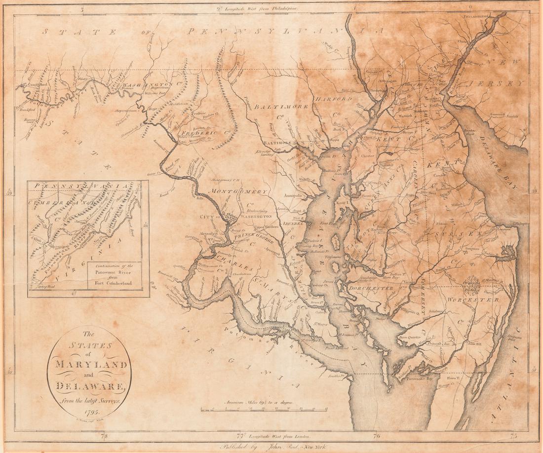 MAP OF MARYLAND AND DELAWARE BY JOHN REID. (1 of 6)