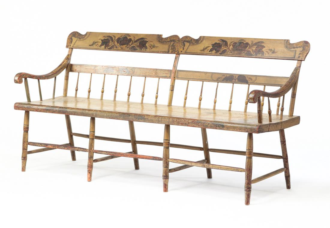 PENNSYLVANIA DECORATED SETTLE BENCH. (1 of 3)