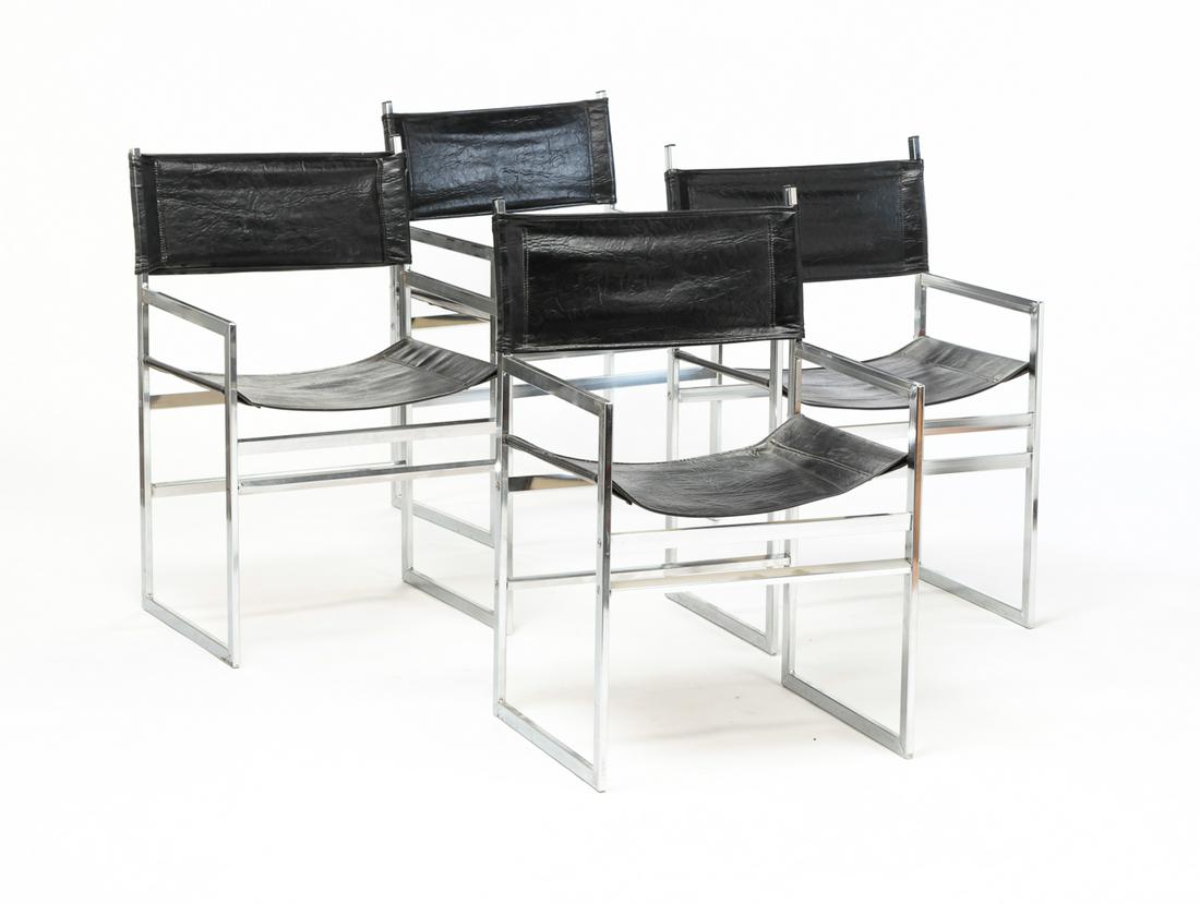 FOUR MID CENTURY MODERN STYLE SLING ARMCHAIRS. (1 of 6)