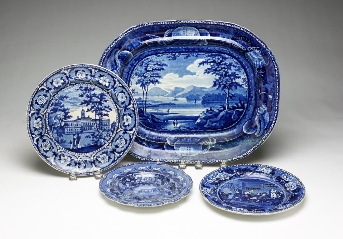 FOUR PIECES OF HISTORICAL BLUE STAFFORDSHIRE. (1 of 10)